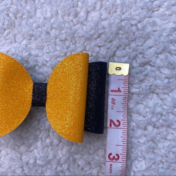 Halloween Orange and Black Glitter Bow - Picture 5 of 5